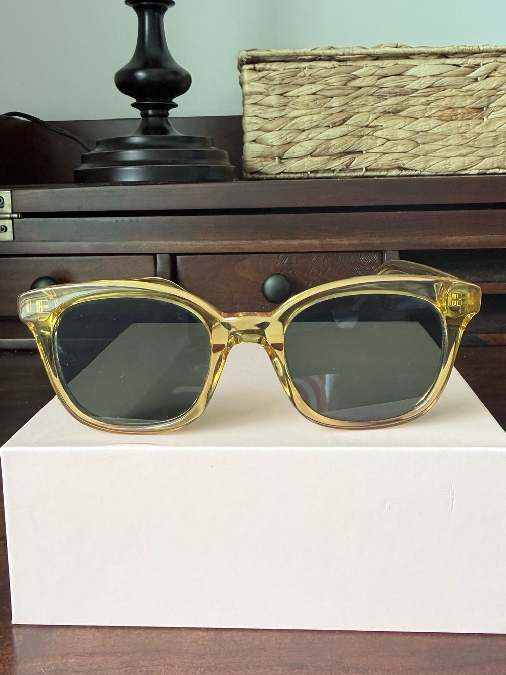 Madewell Yellow Transparent Frame Sunglasses with Dark Lenses